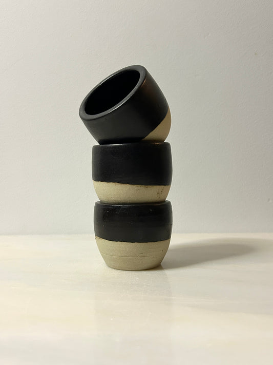 Stone Espresso Cups in Black contrast